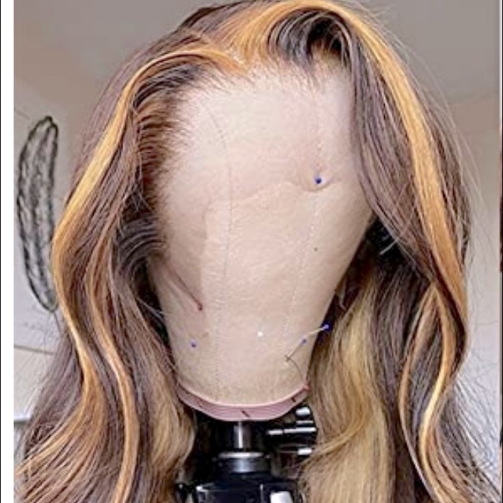 26 inch human hair Brazilian body wave highlight wig
